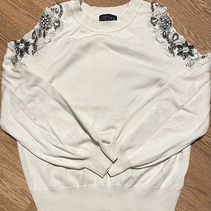 Embellished cold-shoulder sweater/top